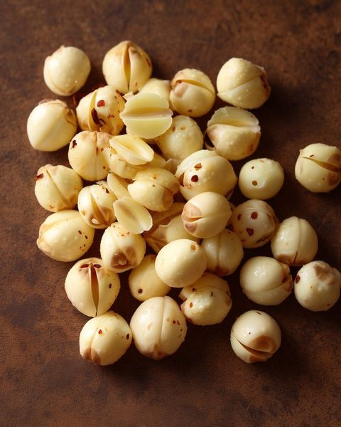 Dried lotus seeds in a ceramic dish, traditionally calming and sleep-supporting in our chicken broth Dried lotus seeds in a ceramic dish, traditionally calming and sleep-supporting in our chicken broth